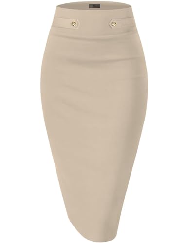 Image of Hybrid & Company Womens Pencil Skirt Premium Nylon Ponte Stretch Office Made in The USA Below Knee