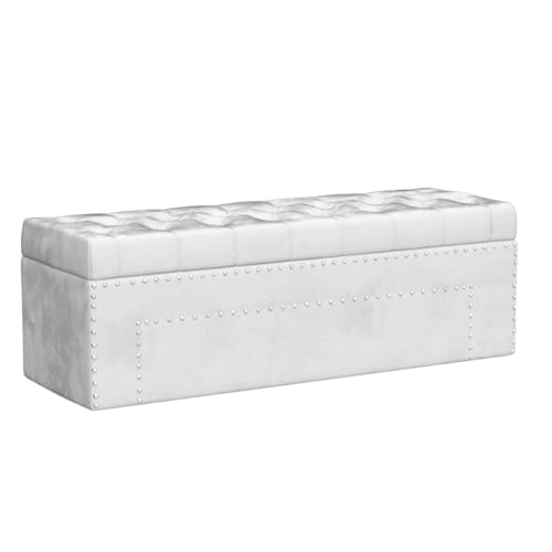 Duke Chesterfield Ottoman storage Box - Plush Velvet Storage Ottoman with Decorative Tacks- Ottoman Shoe Bench with Storage - Upholstered Coffee Table- End of bed Storage Bench, Blanket Box