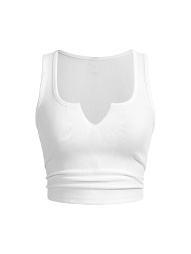 SOLY HUX Women's V Neck Crop Tops Basic Trendy Notched