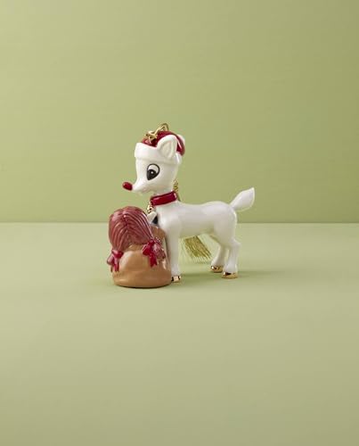 Lenox 895781 Rudolph The Red-Nosed Reindeer Delivering Toys Ornament, Christmas