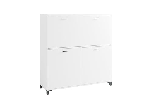 byLIVING Secrétaire Montana/Secrétaire Blanc Mat/Armoire de Bureau avec 1 Rabat et 2...
