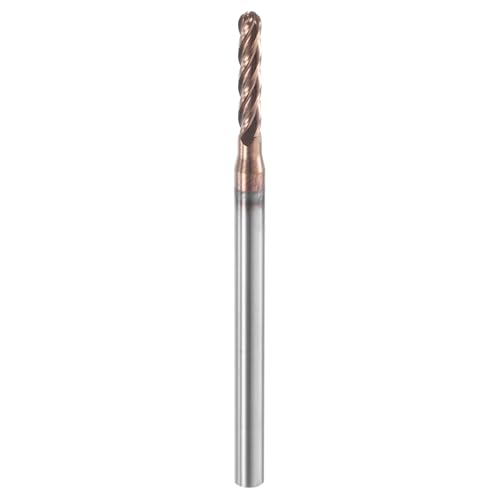 Image of HARFINGTON Ball Nose End Mill 4 Flute 3 /32 inch Diameter 1 /8 inch Shank Tungsten Carbide TIN Coated Spiral CNC Router Bits 1 /2 inch Cutting Length Single End Ball for Carving Engraving Grinding
