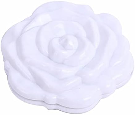 ALAKSA Travel Mirror, Round Mirror Makeup Tool Portable Travel Stereo Double Sided Rose Pocket Beauty Makeup Tool (Color : White)