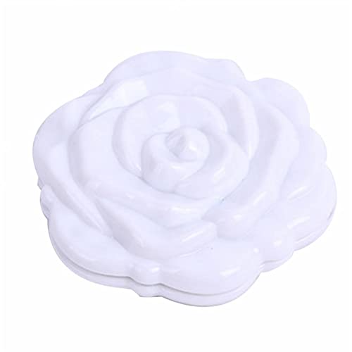 Alaksa Travel Mirror, Round Mirror Makeup Tool Portable Travel Stereo Double Sided Rose Pocket Beauty Makeup Tool (Color : White) #TOP1