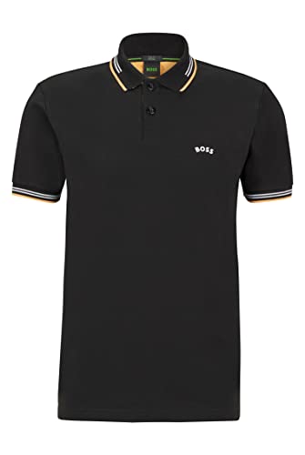 BOSS Herren Paul Curved Polohemd, Black1, XL EU