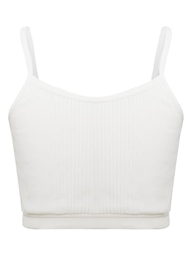 Kids Girls Ribbed Camisole Tank Vest Dance Crop Tops Sport Bras Yoga Gym Training Bras Underwear