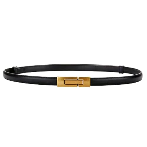 Women's Slim Leather Waist Belt with Gold Buckle-Elegant Thin Ladies Belt for Dresses，Cinturones para Mujer