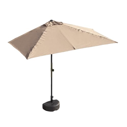 Sombrilla rectangular para patio de pared, parasol rectangular para exteriores con manivela de elevación, protección UV, resistente al viento, altura ajustable, base de relleno de agua para balcón y