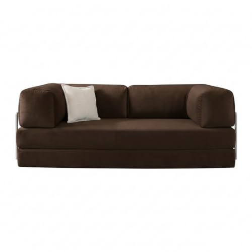 Image of Torque Vegas Three Seater Sofa Cum Bed for Sleeping-Dark Brown | Premium Suede Fabric 3-Seater Double Foam Fold Out Sofas Bed | Convertible 3-in-1 Sofa Cuma Bed for Office
