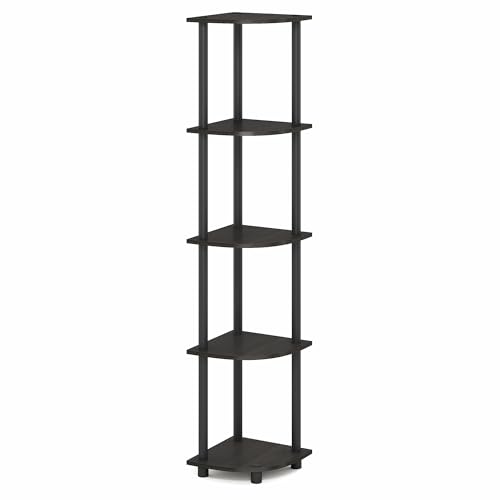 Furinno Turn-N-Tube Corner Shelf, 5-Tier Corner Bookshelf, Open Storage Shelves, for Organization and Storage, Living Room, Home Office, Garage, Bedroom, Black Espresso - image 7