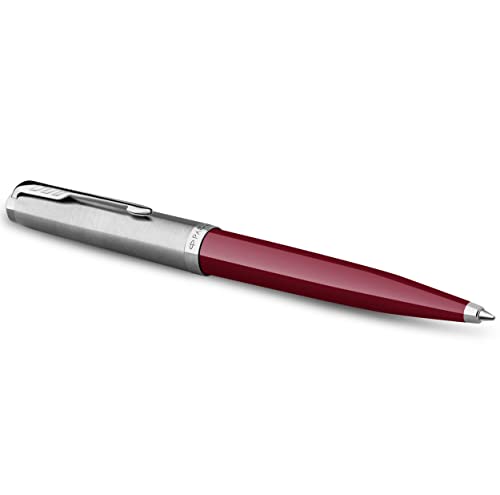 Image of Parker 51 Ballpoint Pen Burgundy Barrel with Chrome Trim Medium Point with Black Ink Refill Gift Box