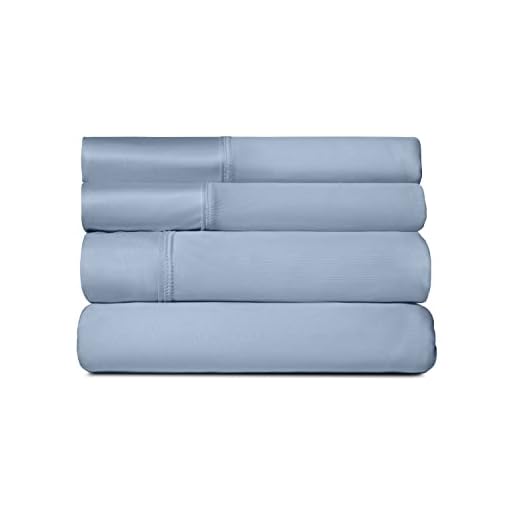 SHEEX Active Comfort Sheet Set, Comfortable Cooling Sheets with 1 Flat Sheet, 1 Fitted Sheet, and 2 King Pillowcases, King/California King, Blue Sky