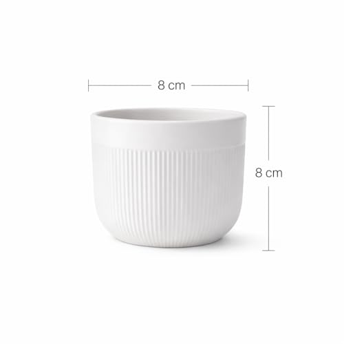 Image of Xtore Refined Ceramic Ribbed Planter with Base | Medium Round Plant Pot for Desk, Shelf & Corner Decor - (White, 1 Piece, Planter ONLY)
