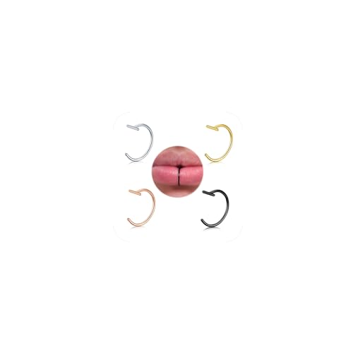 MODRSA Fake Lip Piercing Fake Lip Ring Cuffs Clip on Faux Snake Bites Hoops Non Piercings Jewelry for Halloween Jewelry Clip Double Hoop