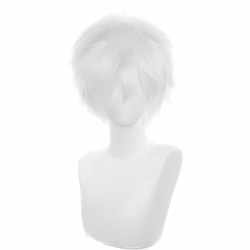 COSPLAZA Cosplay Wigs short white Party Full Hair with Wig Net Cap