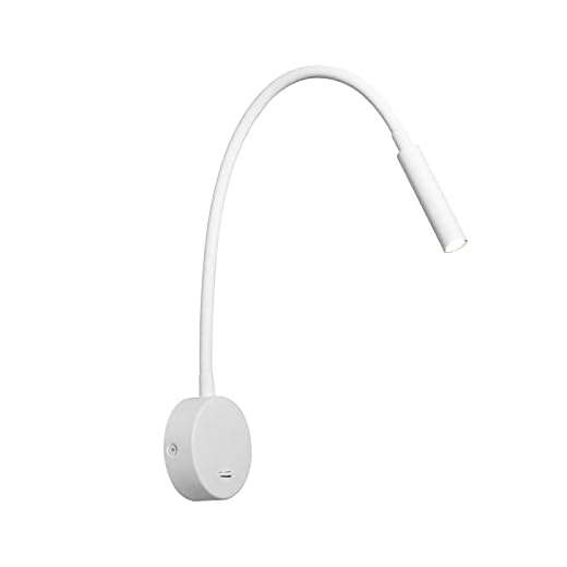 DAWALIGHT Bettleuchte Schwanenhals Lampe Weiss, Leseleuchte Wand LED 3W 3000K Warmweiß Wandleseleuchte Schlafzimmer, Leselampe Wand mit Schalter, Aluminium