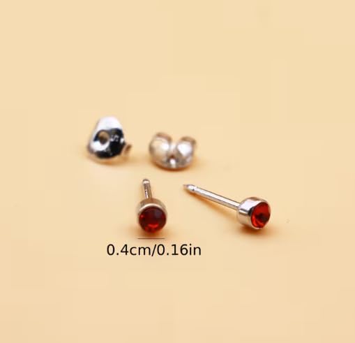 Image of Ear Studs for Ear Piercing Gun, Stainless Steel Studs Randomly Mixed Color 4Mm Rhinestone Stud Earrings Set Hypoallergenic Surgical Steel Baby Earrings (24 Pieces)
