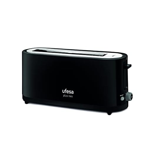 Ufesa TT7465 Plus Neo Tostadora de 900W, 7 Niveles, 1 Ranura para 2 Tostadas, Función Descongelar y Recalentar, Negro