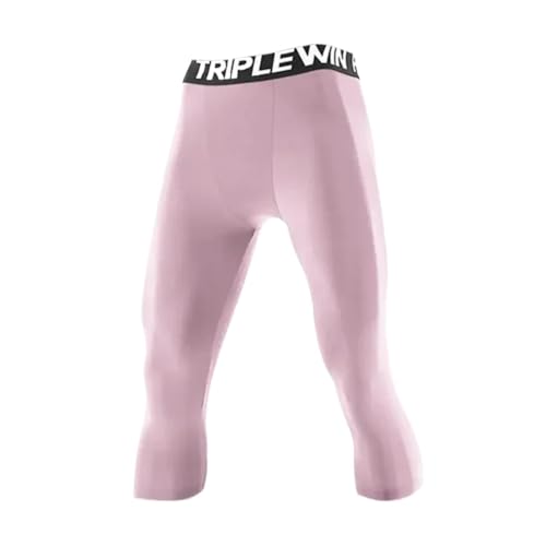 Mallas de compresión 3/4 infantiles en color rosa para fútbol y baloncesto