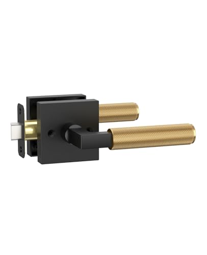 Asidrama 1 Pack Black and Champagne Bronze Passage Interior Door Handles