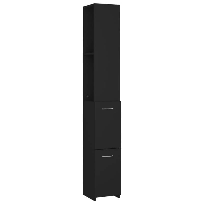 Eleganz Armario de baño negro 25 x 26,5 x 170 cm de material de madera – Armario de baño moderno para un diseño elegante, ahorra espacio y es duradero