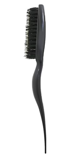 KINDOYO 1 Piece Boar Bristle Hair Brush - Plastic Back Combing Brush 3 Row Bristle Teasing Hair Brushes with Tail Handle for Home Beauty Salon Hair Care Scalp - Black