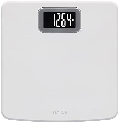 Taylor Precision Products, Digital Scale for Body Weight, High 400 LB Capacity, Easy to Read Readout Display with Silver Bezel Accent, Durable Platform, White