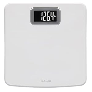 Taylor Digital Scale for Body Weight, High 400 LB Capacity, Easy to Read Readout Display with Silver Bezel Accent, Durable Platform, White