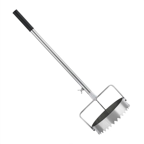 Fioriera per bulbi aggiornata con manico lungo per scavare, per rimuovere le zolle, manico retrattile, regolabile, fori di scavo per serra, giardino, prato, tagliaerba (diametro 16 cm)