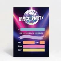 Hip Hip Hooray Disco Themed Birthday Party Invitations Invites Pack of 10 with Envelopes, black & multi, 5x7''