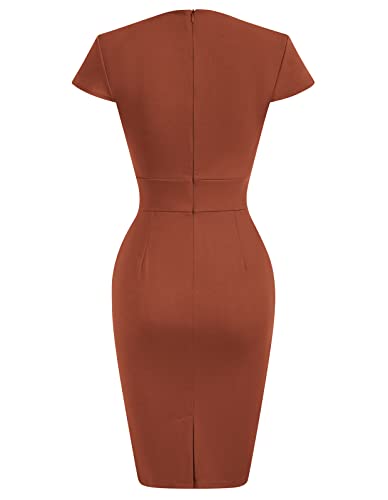 Grace Karin Womens Casual Solid Pencil Dress Boat Neck Dress For Wedding Party Caramel #TOP1