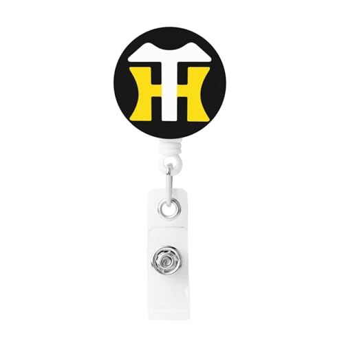 吊り下げ名札用リール 阪神タイガース 名札ホルダー IDカードホルダ 伸縮式バックル 軽量 クリップ付き 胸に固定 円形 人気 おしゃれ 名札入れ 定期入れ パスケース 社員証 通行証 落下防止 プレゼント 最長58cm