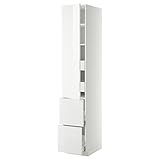  METOD/MAXIMERA Hi Cab w shlvs/4 tiroirs/dr/2 frnts, 40x60x220 cm, blanc/Ringhult blanc