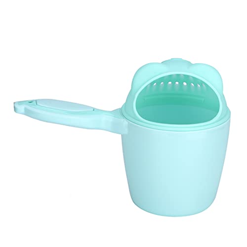 Image of Baby Shampoo Rinse Cup with Waterfall Spout - Cute Bear Shape Shower Scoop for Head Washing - Green Children's Bathroom Accessory
