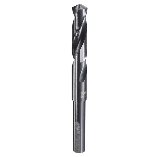 Image of sourcing map 15mm Drill Bit 1/2" Reduced Shank 3-Flat 4241 High Speed Steel Nitriding Black 118° for Soft Materials Wood Plastic Iron Copper Aluminum