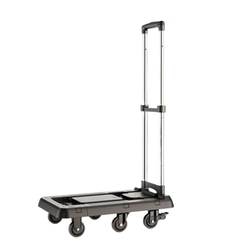 Carro plegable con plataforma y 6 ruedas, negro miniatura 1