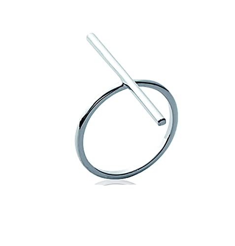 Bague en argent 925 rhodié Tata Gisèle à longue barre transversale