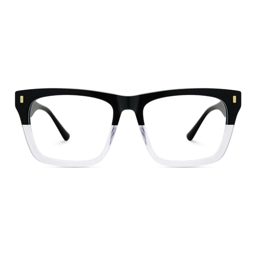 Image of Zeelool Rectangle Glasses Frames for Men, Acetate Eyeglasses Eyewear Frame with Clear Lens & Metal Hinges ZJGA996987