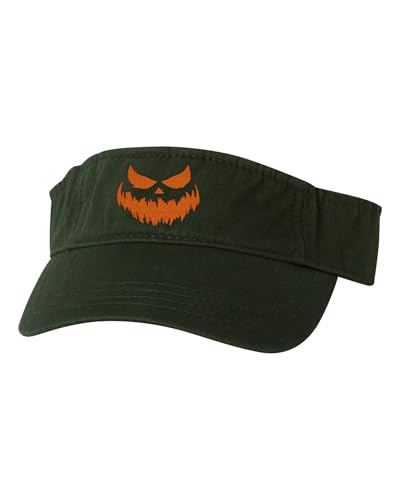 One Size Forest Visor Scary Face Jack O Lantern Pumpkin Halloween Embroidered Visor Dad Hat