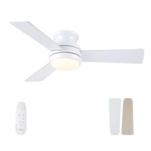 Photo 1 of Flush Mount Ceiling Fans With Light and Remote 42 Inch