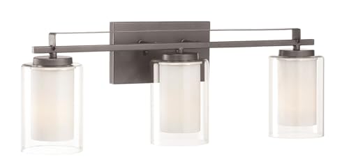 Image of Minka Lavery 6103-172 Parsons Studio Vanity Bath Light, 3-Light, 300 Total Watts, 24-in H x 8.75-in W, Smoked Iron