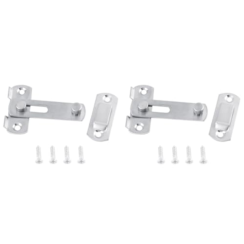Door Hasp Latch Lock, 2 Pack Stainless Steel Safety Padlocks Clasp Hasp Lock Latch with Screws kit for Window Cabinet Fitting Room