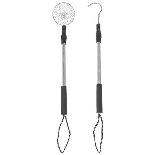 LALADEFIEE Telescopic Beach Scoop with Detachable Hook and Large Iron Shovel Aluminum Alloy Sand Sifter for Shell Collecting Rock Hunting and Sand Screening Beach