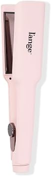LANGE HAIR Le Titane Titanium Flat Iron | Hair Straightener with Curved Edges for Versatile Styling | Dual Voltage Flat Iron with Infrared Heat & Adjustable Temperature | 1.75" Blush