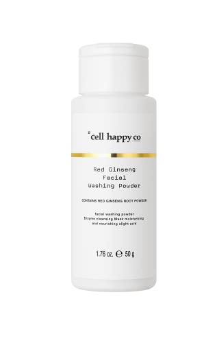 cell happy co Red Ginseng Facial Washing Powder, Powder face cleanser, Enzyme cleanser, Real red ginseng 10%, Dry & Trouble skin (1.75 Oz)
