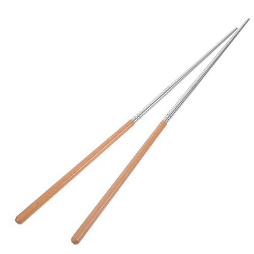 POPETPOP ステンレス製木製ハンドル長柄調理箸 耐熱滑り止め設計で揚げ物や火鍋に 食洗機対応で再利用可能な中華料理用キッチンツール