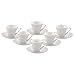 Home Line Juego de café Barista 12 Piezas, Diseño Exclusivo con 6 Tazas y 6 Platos de Cerámica Blanca.