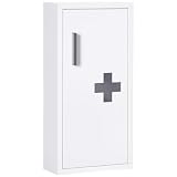 kleankin Armadietto Medicinali a 3 Ripiani con Porta Magnetica, Mobiletto Medicine in Acciaio, 30x12x60 cm, Bianco