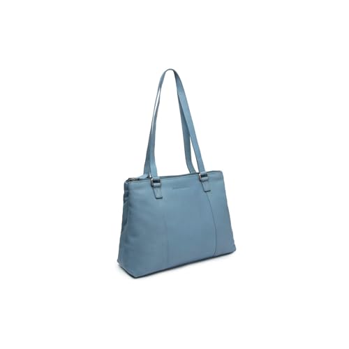 Sac à épaule Marvos Skyblue en bleu clair : l'excellence des finitions maroquinières