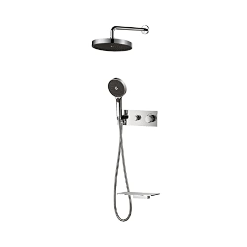 Vanne de douche dissimulée haut de gamme ensemble mélangeur noir - 2